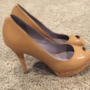 Cole Haan peep toe cork heels